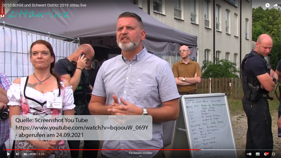 Tobias Schulz auf dem Neo Nazi Festival "Schild und Schwert" 2021 Festival